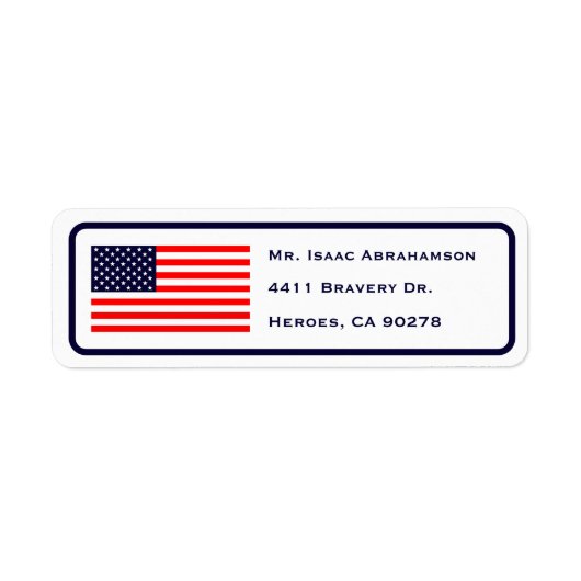 Étiquette d'adresse de retour de drapeau américain (Devant)