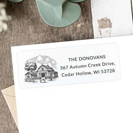Étiquette d'adresse de retour de ferme rustique de