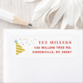 Étiquette d'adresse de retour de fête d'anniversai (En situation)