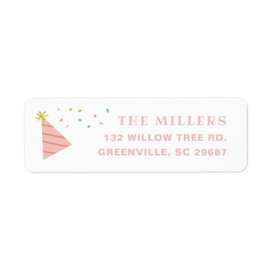 Étiquette d'adresse de retour de fête d'anniversai (Devant)