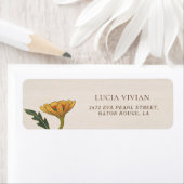 Étiquette d'adresse de retour de fête de thé flora (En situation)