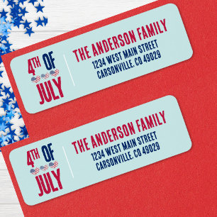 Étiquette d'adresse de retour de fête du 14 juille