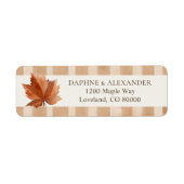 Étiquette d'adresse de retour de feuilles d'automn (Devant)