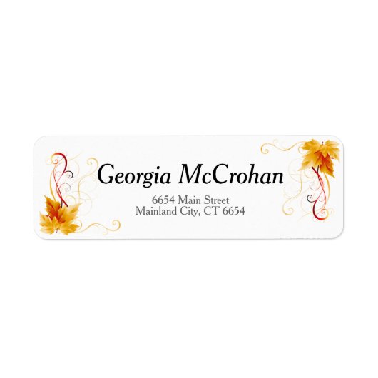 Étiquette d'adresse de retour de feuilles orange r (Devant)