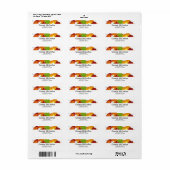 Étiquette d'adresse de retour de feuilles rouges o (Feuille entière)