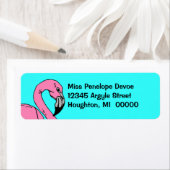 Étiquette d'adresse de retour de Flamant rose rose (En situation)