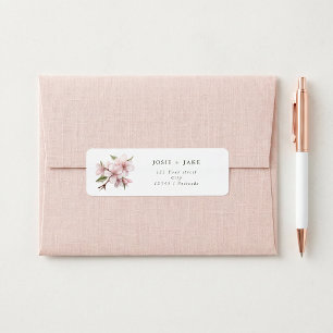 Étiquette d'adresse de retour de fleur de cerisier