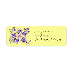Étiquette d'adresse de retour de fleur de colonne