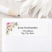 Étiquette d'adresse de retour de fleur de rose flo (En situation)