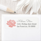 Étiquette d'adresse de retour de fleur rose avec n (En situation)