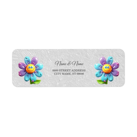 Étiquette d'adresse de retour de fleur violette bl (Devant)