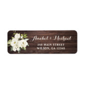 Étiquette d'adresse de retour de fleurs blanches e (Devant)