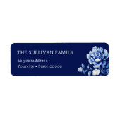 Étiquette d'adresse de retour de fleurs bleu d'eau (Devant)