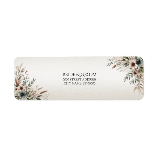 Étiquette d'adresse de retour de fleurs bleues ivo (Devant)