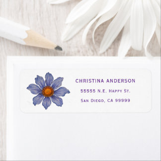 Étiquette d'adresse de retour de fleurs boho