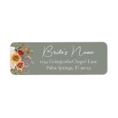 Étiquette d'adresse de retour de fleurs de mariée (Devant)