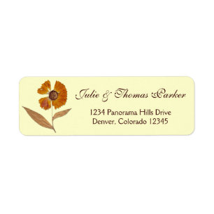 Étiquette d'adresse de retour de fleurs empilées d