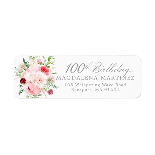 Étiquette d'adresse de retour de fleurs pour fête (Devant)