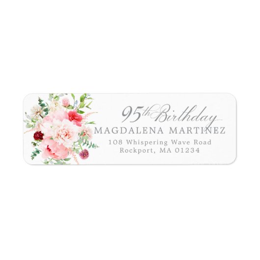 Étiquette d'adresse de retour de fleurs pour fête  (Devant)