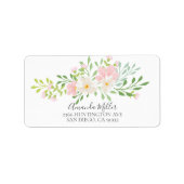 Étiquette d'adresse de retour de fleurs rose (Devant)