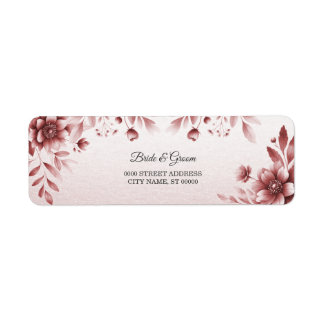 Étiquette d'adresse de retour de fleurs Rose Pouss