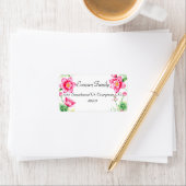 Étiquette d'adresse de retour de fleurs roses (En situation)
