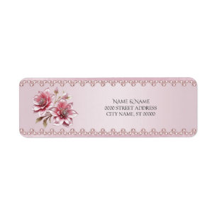 Étiquette d'adresse de retour de fleurs roses mode