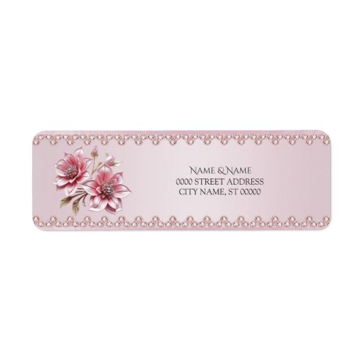 Étiquette d'adresse de retour de fleurs roses mode (Devant)
