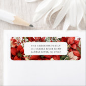 Étiquette d'adresse de retour de fleurs rouges (En situation)