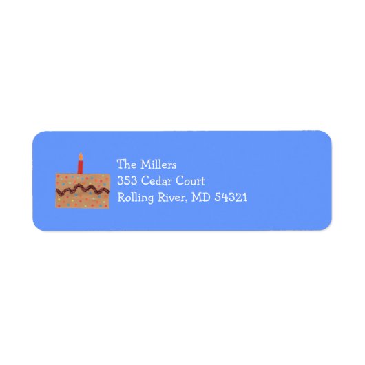 Étiquette d'adresse de retour de gâteau d'annivers (Devant)