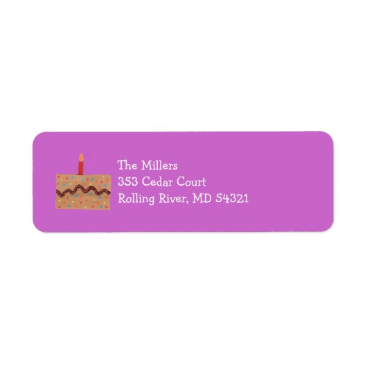 Étiquette d'adresse de retour de gâteau d'annivers (Devant)