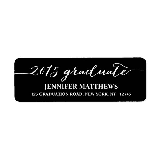 Étiquette d'adresse de retour de Grad Noir Simple (Devant)