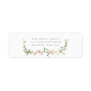 Étiquette d'adresse de retour de jardin de fleurs 