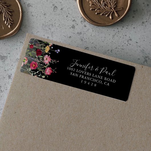 Étiquette d'adresse de retour de jardin multicolor