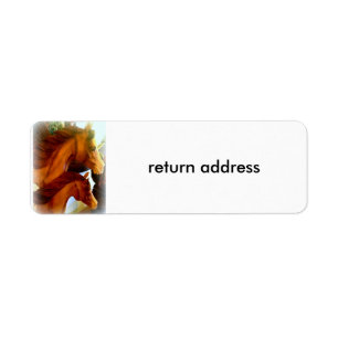 étiquette d'adresse de retour de jument et de pone