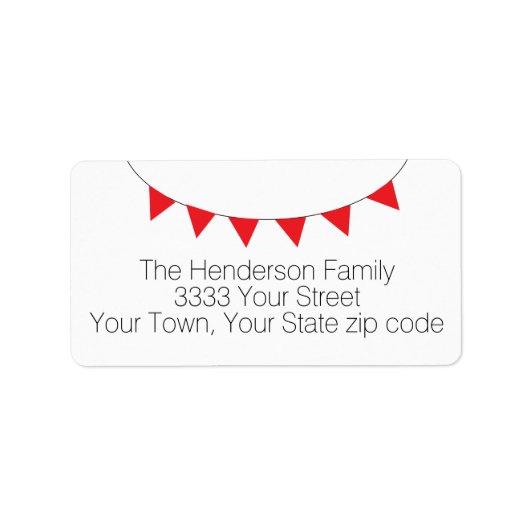 Étiquette d'adresse de retour de la bannière rouge (Devant)