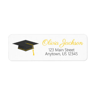 Étiquette d'adresse de retour de la graduation en