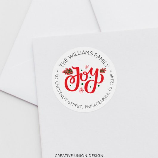 Étiquette d'adresse de retour de la joie de Noël p