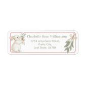 Étiquette d'adresse de retour de lapin floral Boho (Devant)