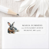 Étiquette d'adresse de retour de lapin géant flama (En situation)