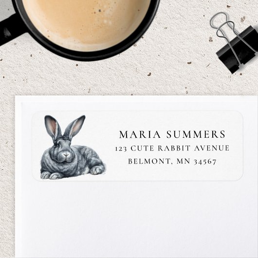 Étiquette d'adresse de retour de lapin géant flama