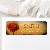 Étiquette d'adresse de retour de l'arbre d'automne (En situation)