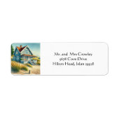 Étiquette d'adresse de retour de maison de plage c (Devant)