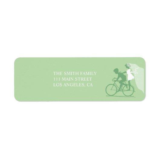 Étiquette d'adresse de retour de Mariage à bicycle (Devant)