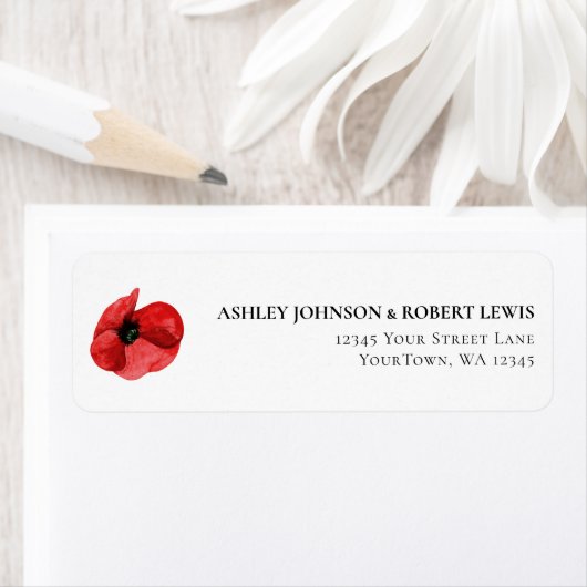 Étiquette d'adresse de retour de mariage à fleur d (En situation)
