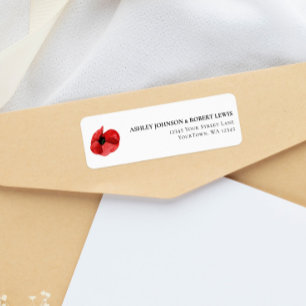 Étiquette d'adresse de retour de mariage à fleur d