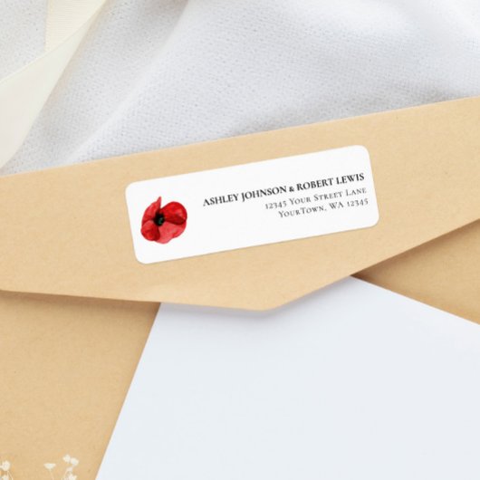 Étiquette d'adresse de retour de mariage à fleur d