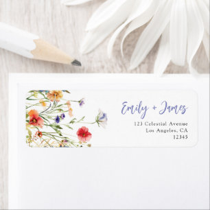 Étiquette d'adresse de retour de mariage à fleur s