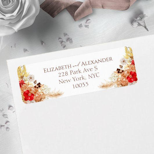 Étiquette d'adresse de retour de mariage à l'aquar