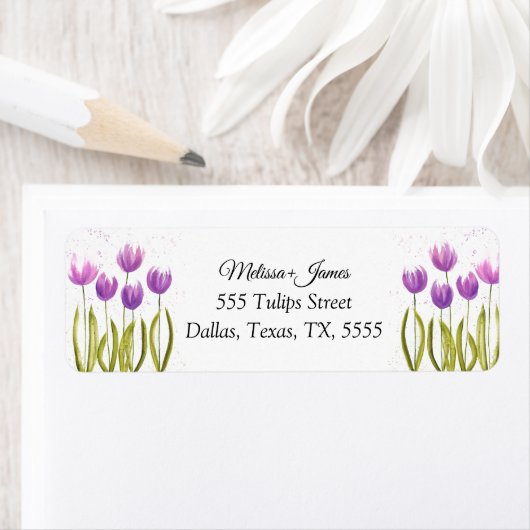 Étiquette d'adresse de retour de mariage à l'aquar (En situation)